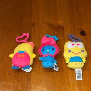 Colorful Plush Neon Sanrio Keychain Set